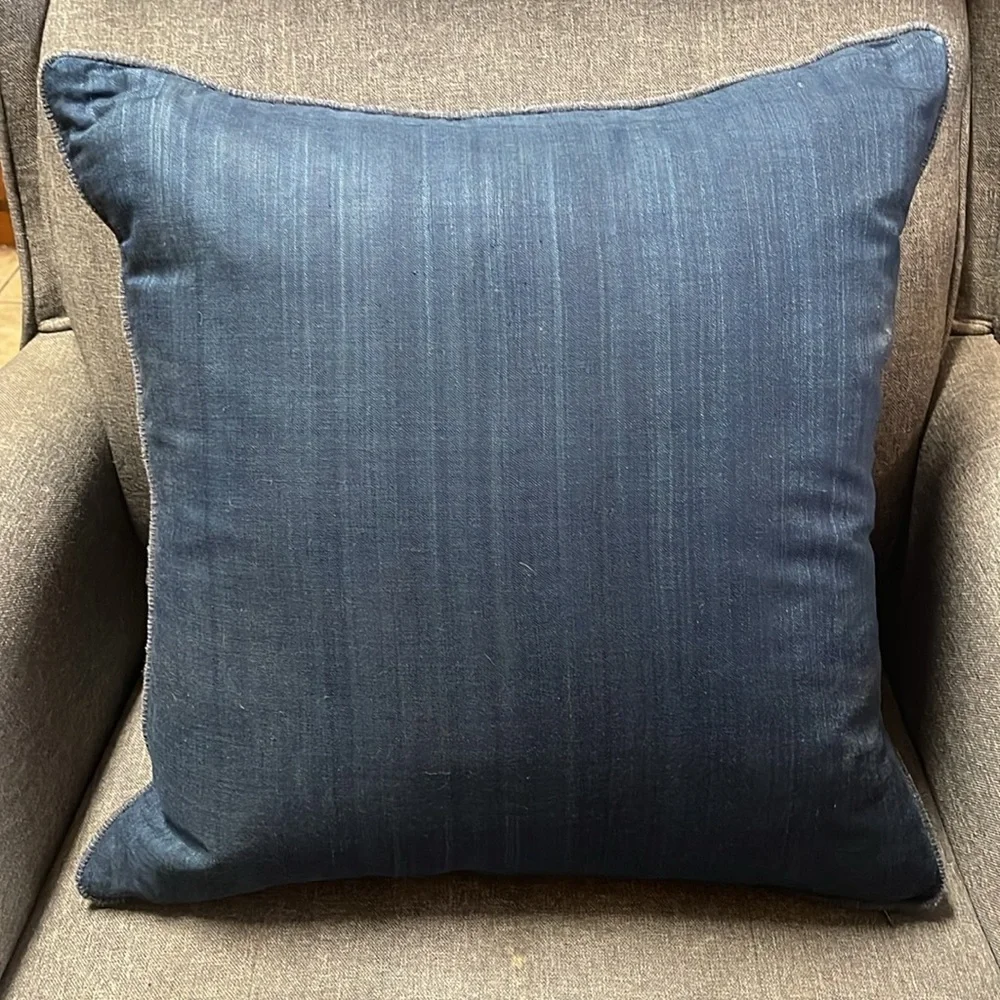 Crate&Barrel Hayward Silk Throw Pillow in Indigo